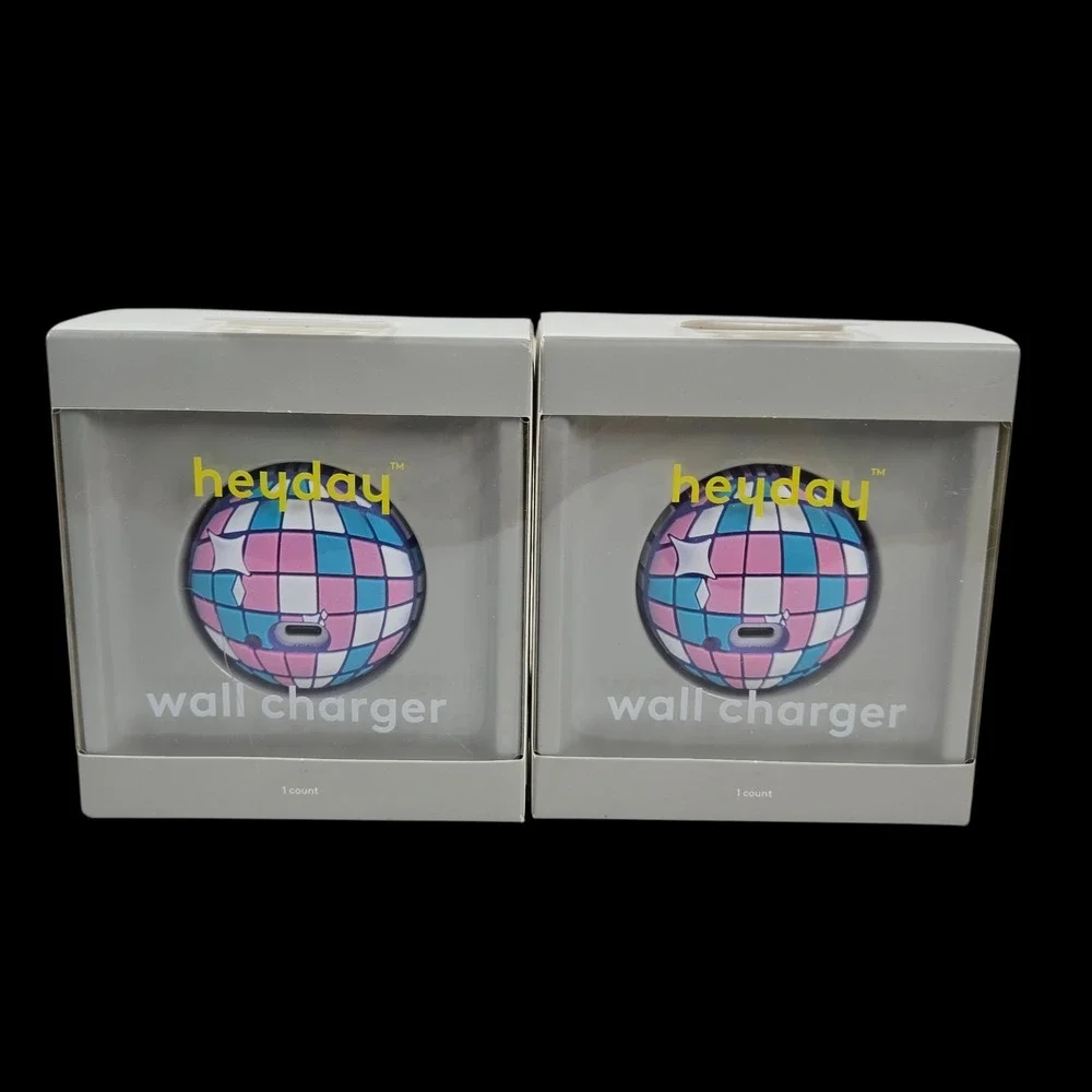 Lot of 2 Heyday Disco Ball USB-C Wall Charger 15W High Charging Speed NIB